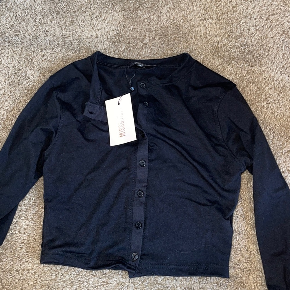 Black button up crop top